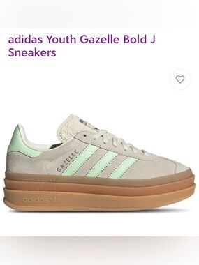 Adidas  Women’s Gazelle Bold Sneakers in Mint and Cream with Gum Sole